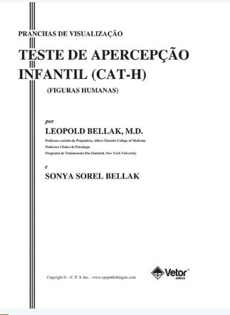 CAT-H Teste de Apercep&Atilde;&sect;&Atilde;&pound;o Infantil - Caderno de Aplica&Atilde;&sect;&Atilde;&pound;o VOL. 3