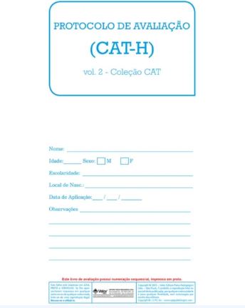 CAT-H Teste de Apercep&Atilde;&sect;&Atilde;&pound;o Infantil - Protocolo de Avalia&Atilde;&sect;&Atilde;&pound;o VOL.. 2